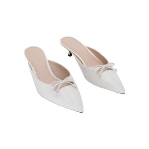 COACH Womens Runway Mule Slip On Kitten Heel Bow Chalk White Size 7.5M